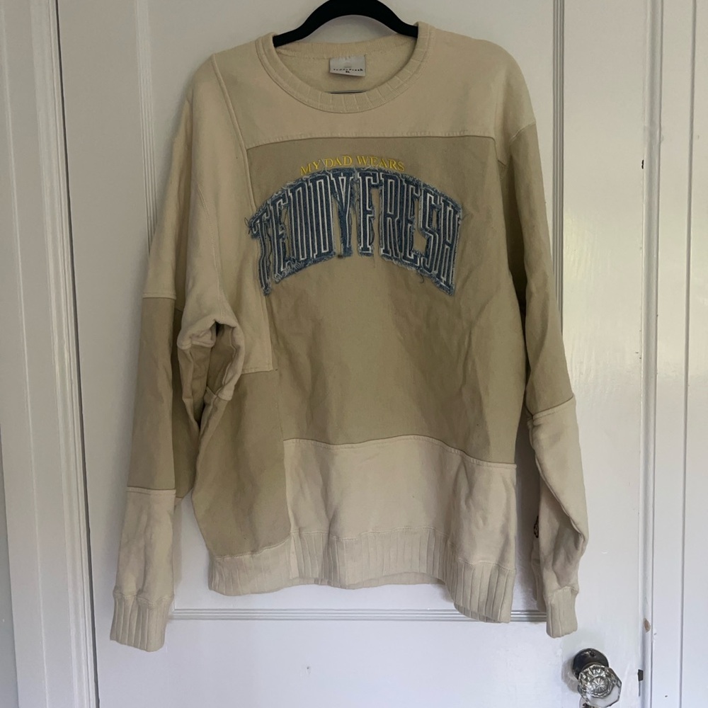“My Dad Wears Teddy Fresh” Teddy Fresh Cream Crewneck Sweater